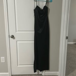 Satin Black Formal Split Dress